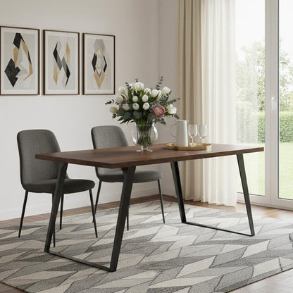 66" Oak And Graphite Wood And Iron Sled Base Dining Table HomeRoots
