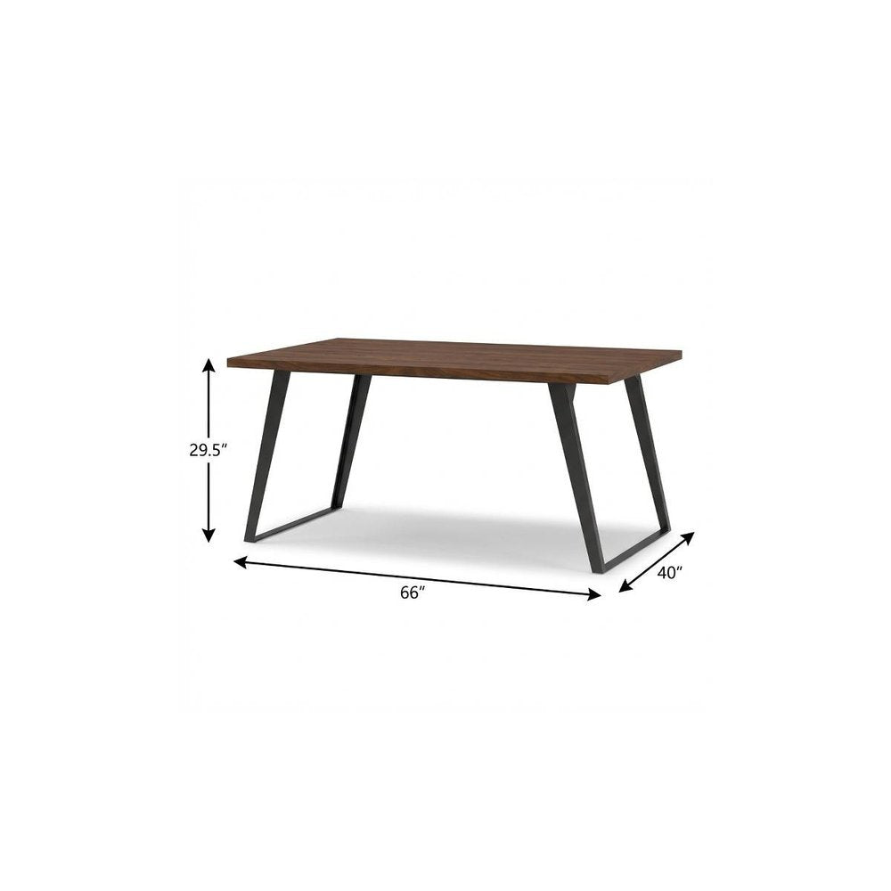 66" Oak And Graphite Wood And Iron Sled Base Dining Table HomeRoots