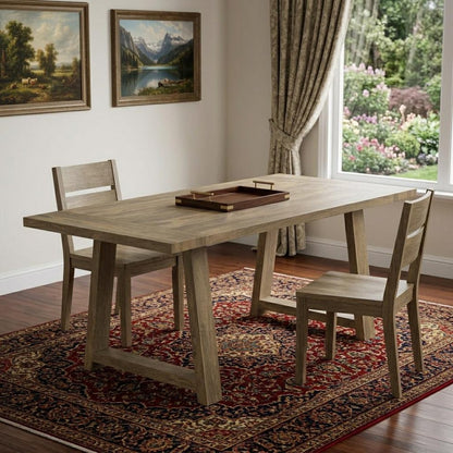 72" Natural Solid Wood Trestle Base Dining Table