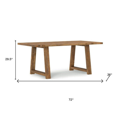 72" Natural Solid Wood Trestle Base Dining Table