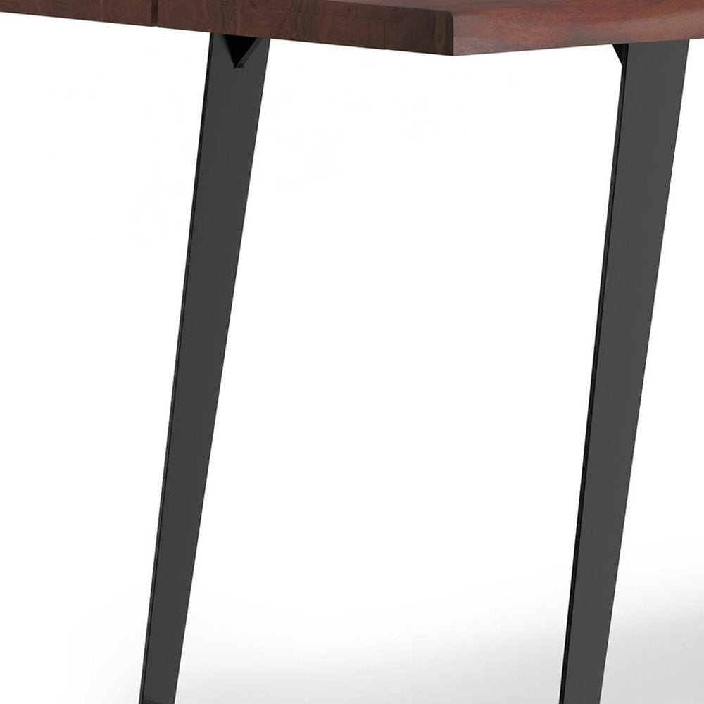 72" Natural And Black Solid Wood And Iron Sled Base Live Edge Dining Table HomeRoots