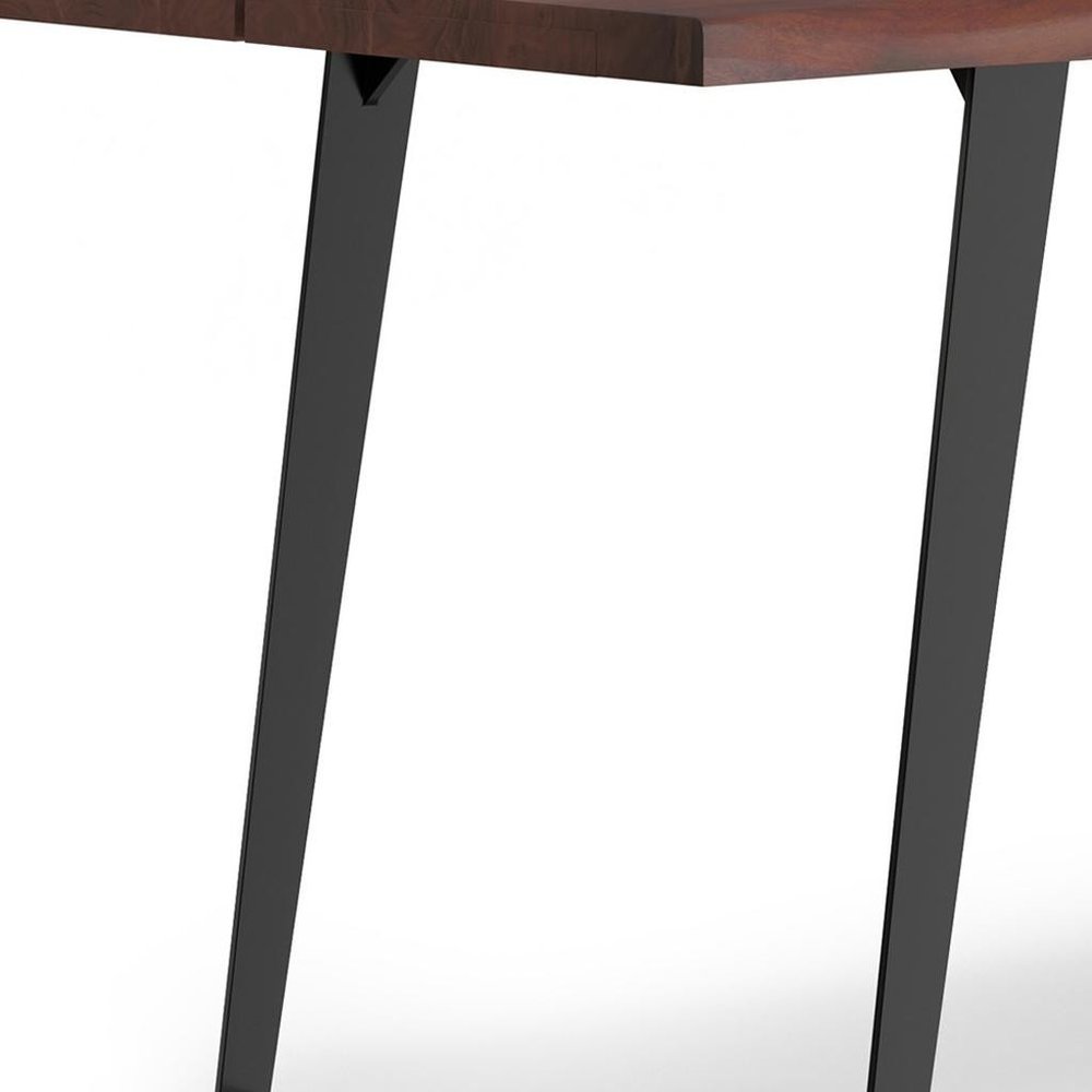 72" Walnut And Black Solid Wood And Iron Sled Base Live Edge Dining Table — view 2