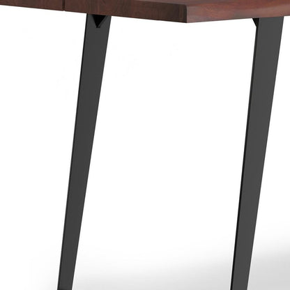 72" Walnut And Black Solid Wood And Iron Sled Base Live Edge Dining Table