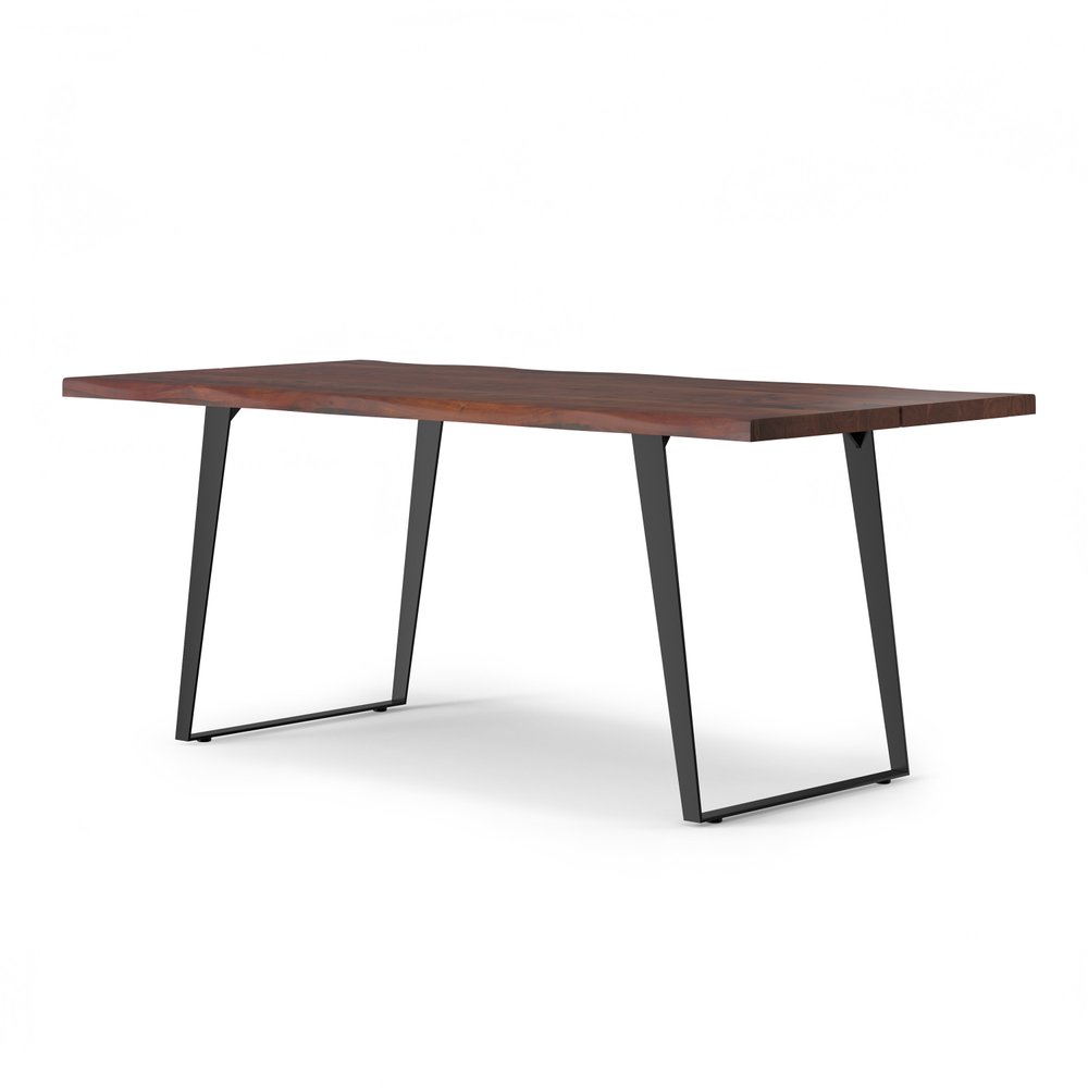 72" Natural And Black Solid Wood And Iron Sled Base Live Edge Dining Table — view 3