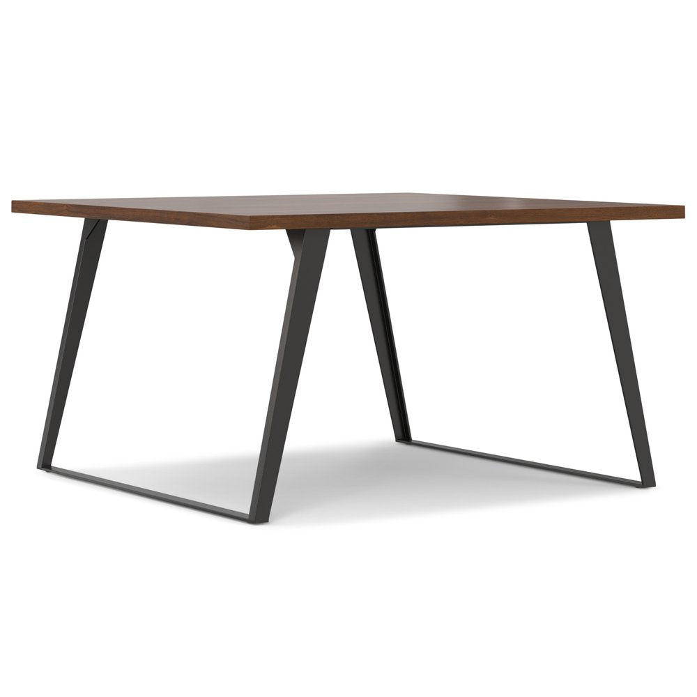 54" Walnut And Graphite Wood And Iron Sled Base Square Dining Table HomeRoots