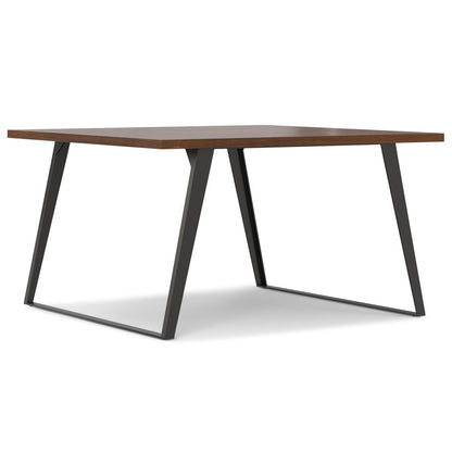 54" Walnut And Graphite Wood And Iron Sled Base Square Dining Table HomeRoots