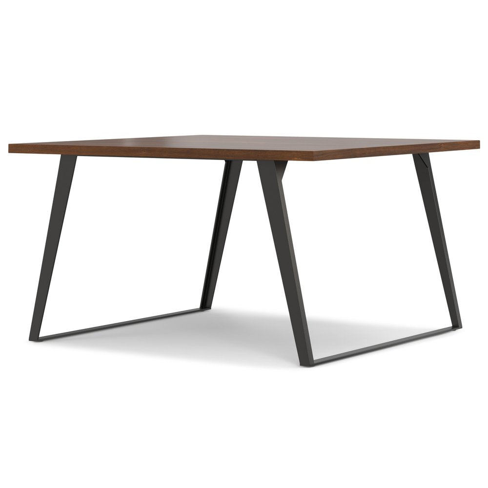 54" Walnut And Graphite Wood And Iron Sled Base Square Dining Table HomeRoots