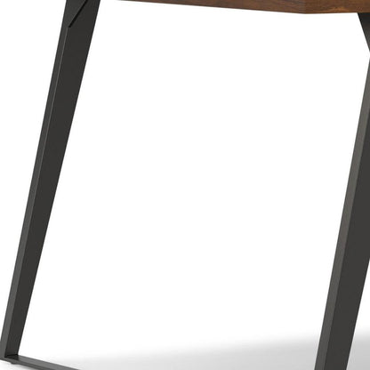 54" Walnut And Graphite Wood And Iron Sled Base Square Dining Table HomeRoots