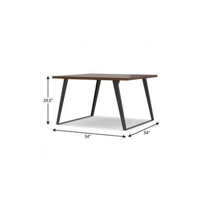 54" Walnut And Graphite Wood And Iron Sled Base Square Dining Table HomeRoots
