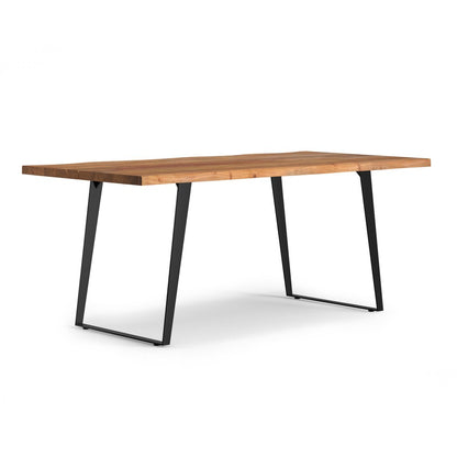 72" Walnut And Black Solid Wood And Iron Sled Base Live Edge Dining Table