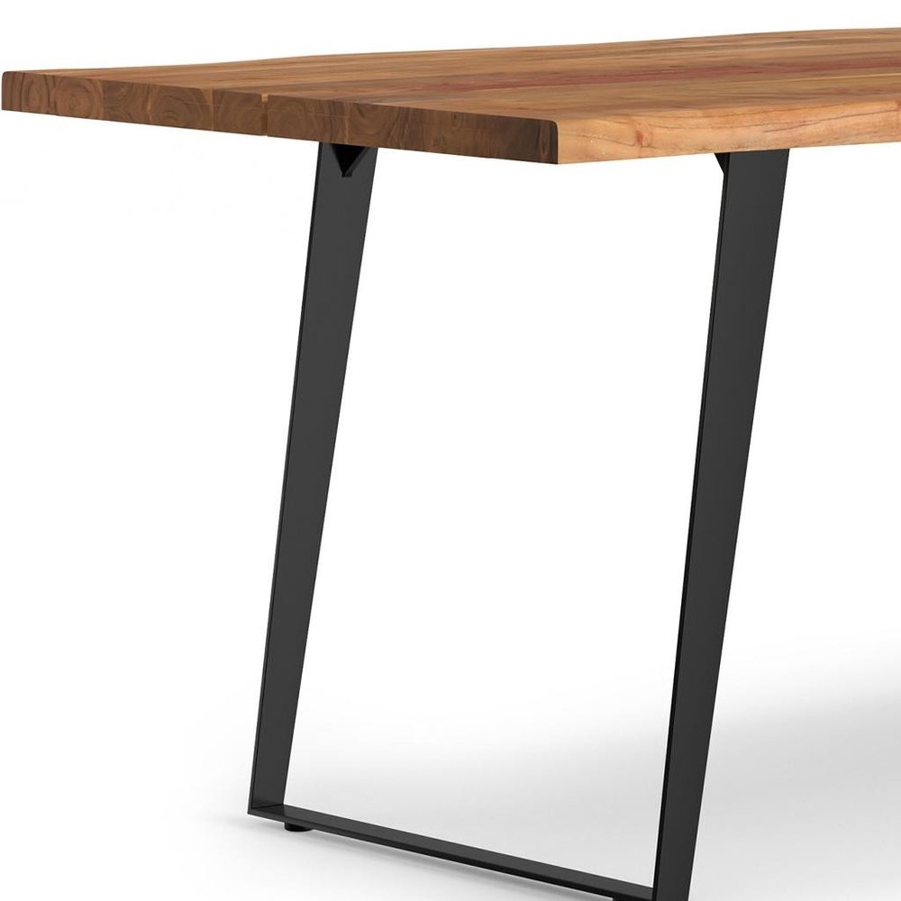 72" Natural And Black Solid Wood And Iron Sled Base Live Edge Dining Table — view 7