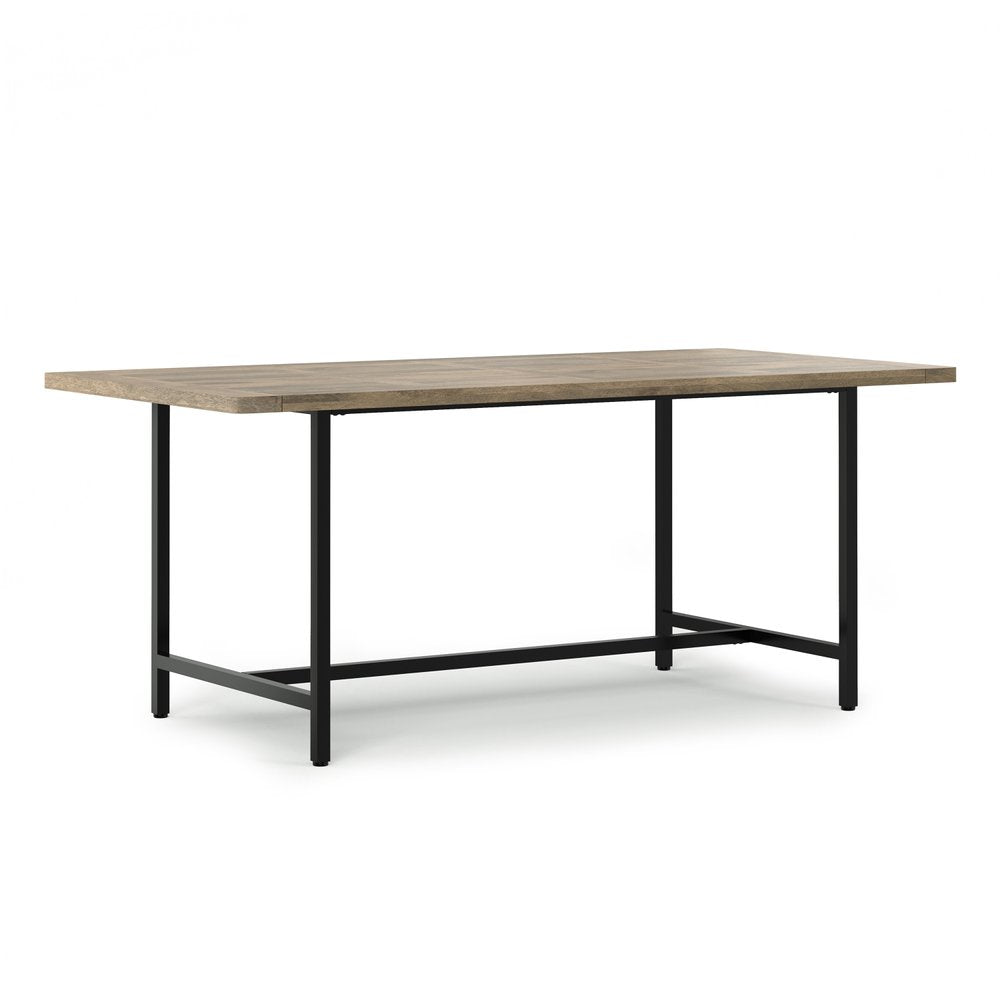72" Gray And Black Solid Wood And Iron Dining Table HomeRoots