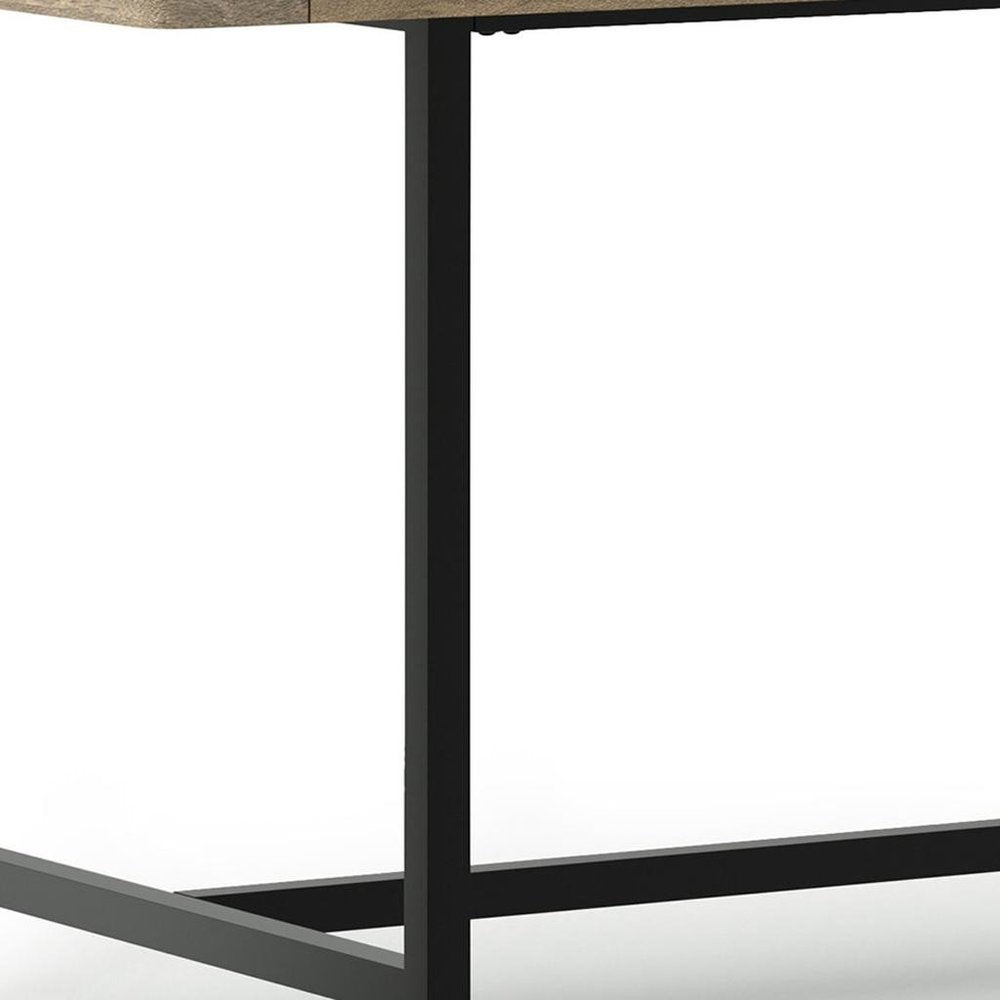 72" Gray And Black Solid Wood And Iron Dining Table