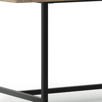 72" Gray And Black Solid Wood And Iron Dining Table