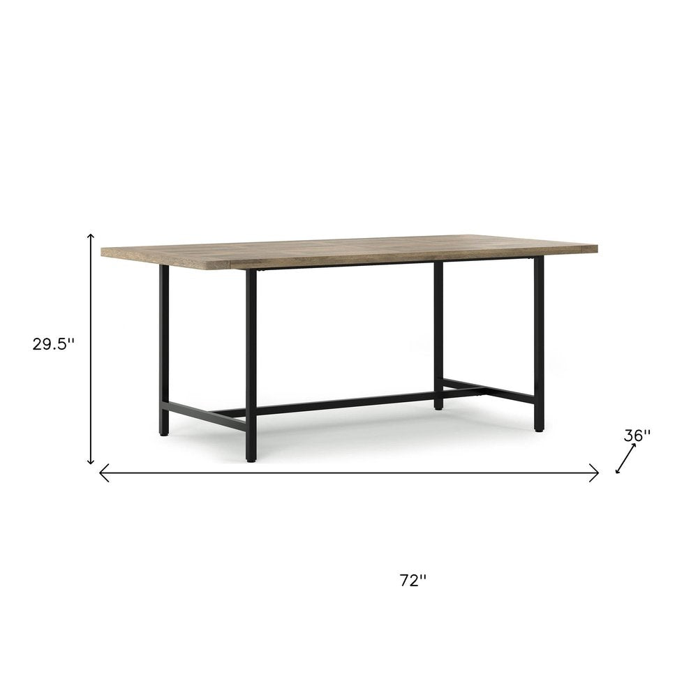 72" Gray And Black Solid Wood And Iron Dining Table HomeRoots