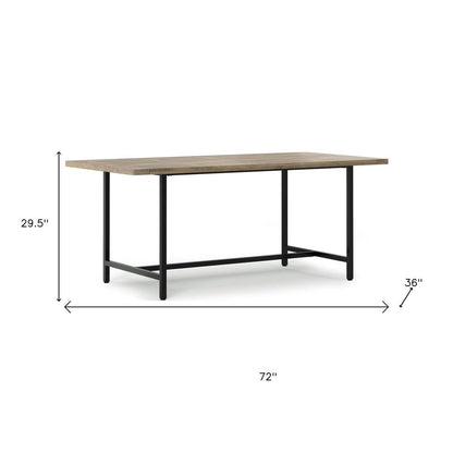 72" Gray And Black Solid Wood And Iron Dining Table HomeRoots