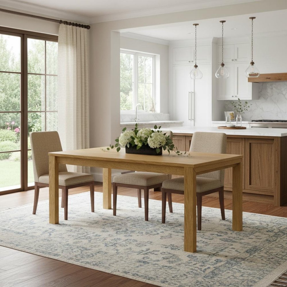 60" Oak Wood Butterfly Leaf Extendable Dining Table — view 1