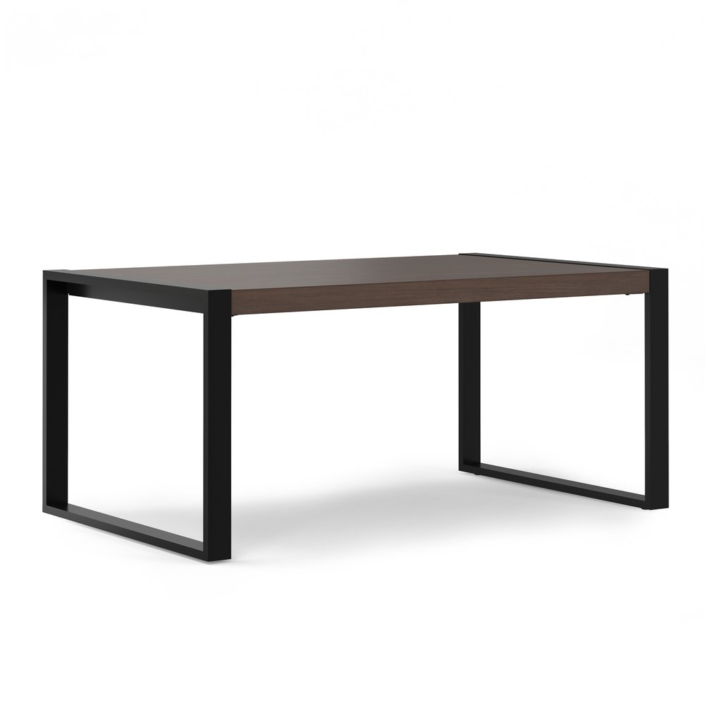 66" Light Brown And Black Solid Wood And Iron Sled Base Dining Table — view 6