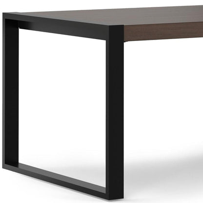 66" Light Brown And Black Solid Wood And Iron Sled Base Dining Table HomeRoots