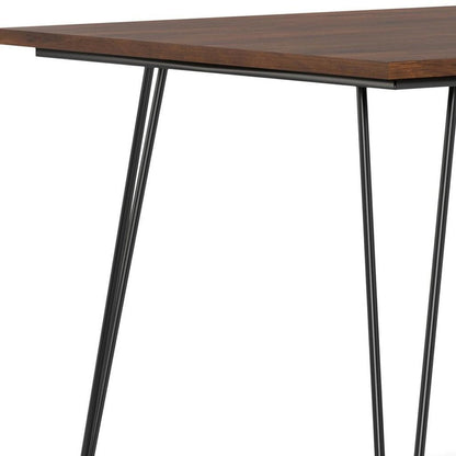 66" Natural and Black Solid Wood and Iron Dining Table