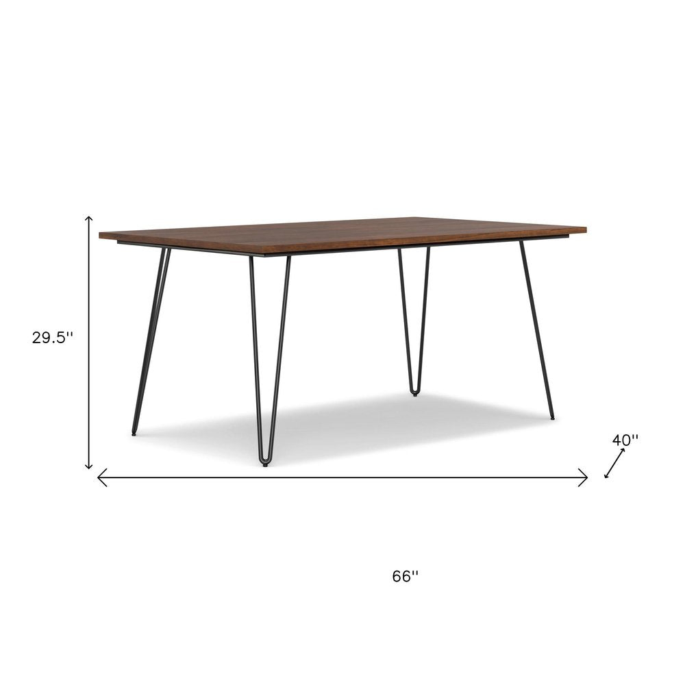 66" Umber And Black Solid Wood And Iron Dining Table — view 9