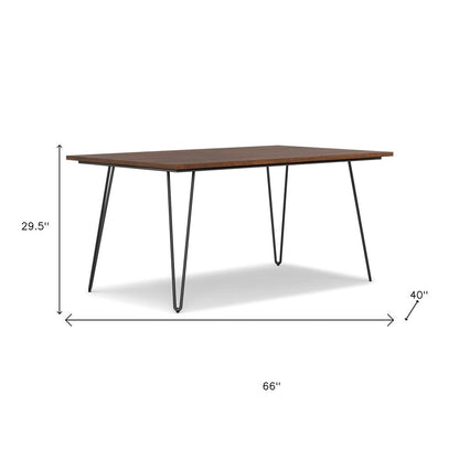 66" Umber And Black Solid Wood And Iron Dining Table HomeRoots