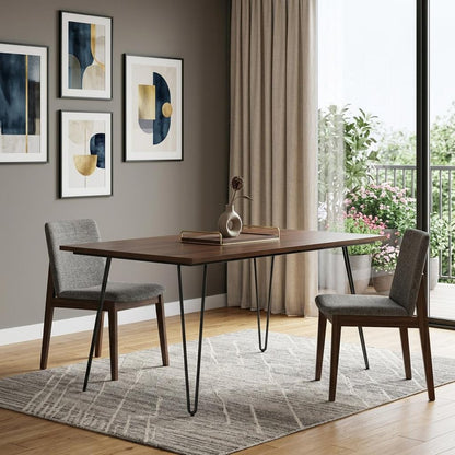 66" Umber And Black Solid Wood And Iron Dining Table HomeRoots