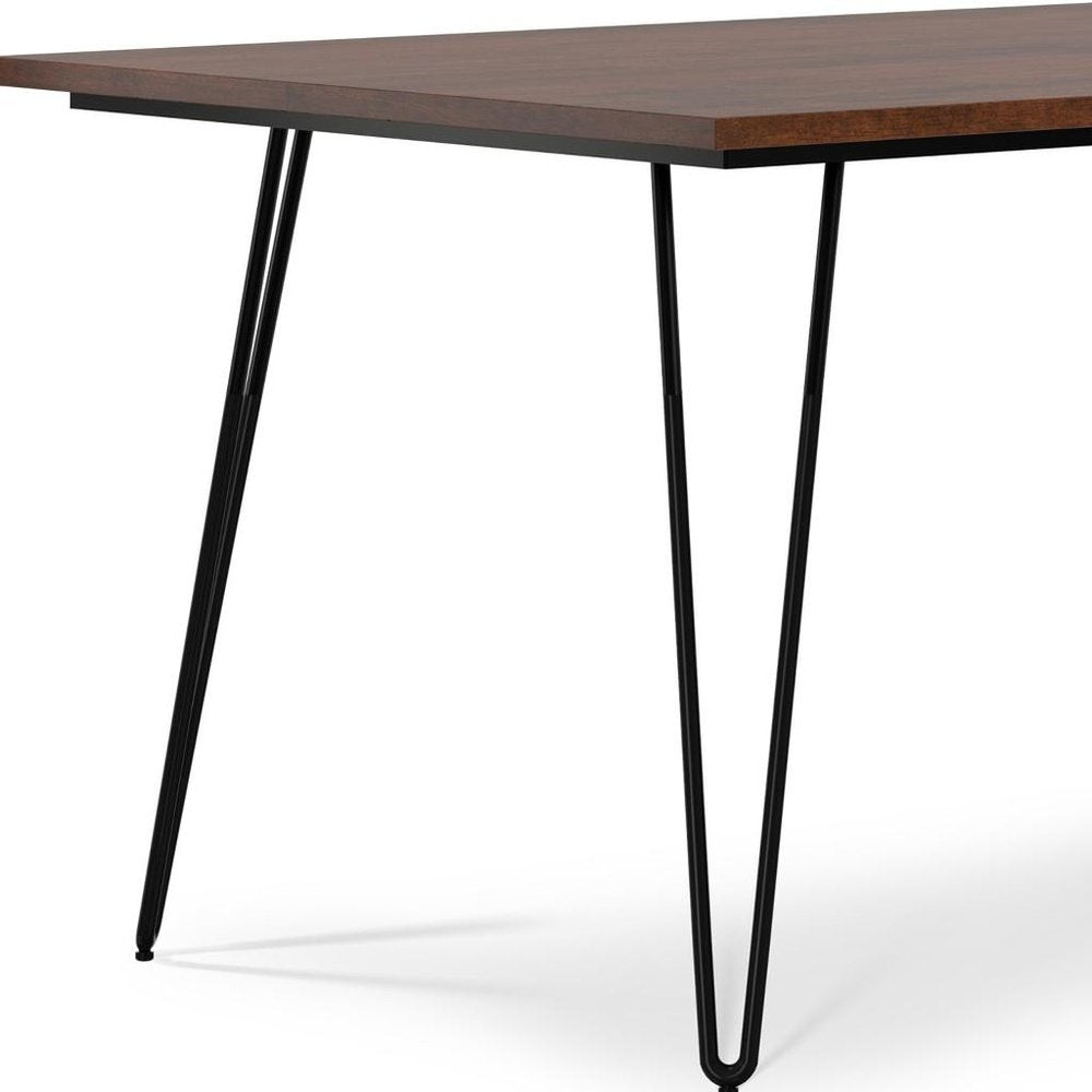 66" Umber And Black Solid Wood And Iron Dining Table — view 12