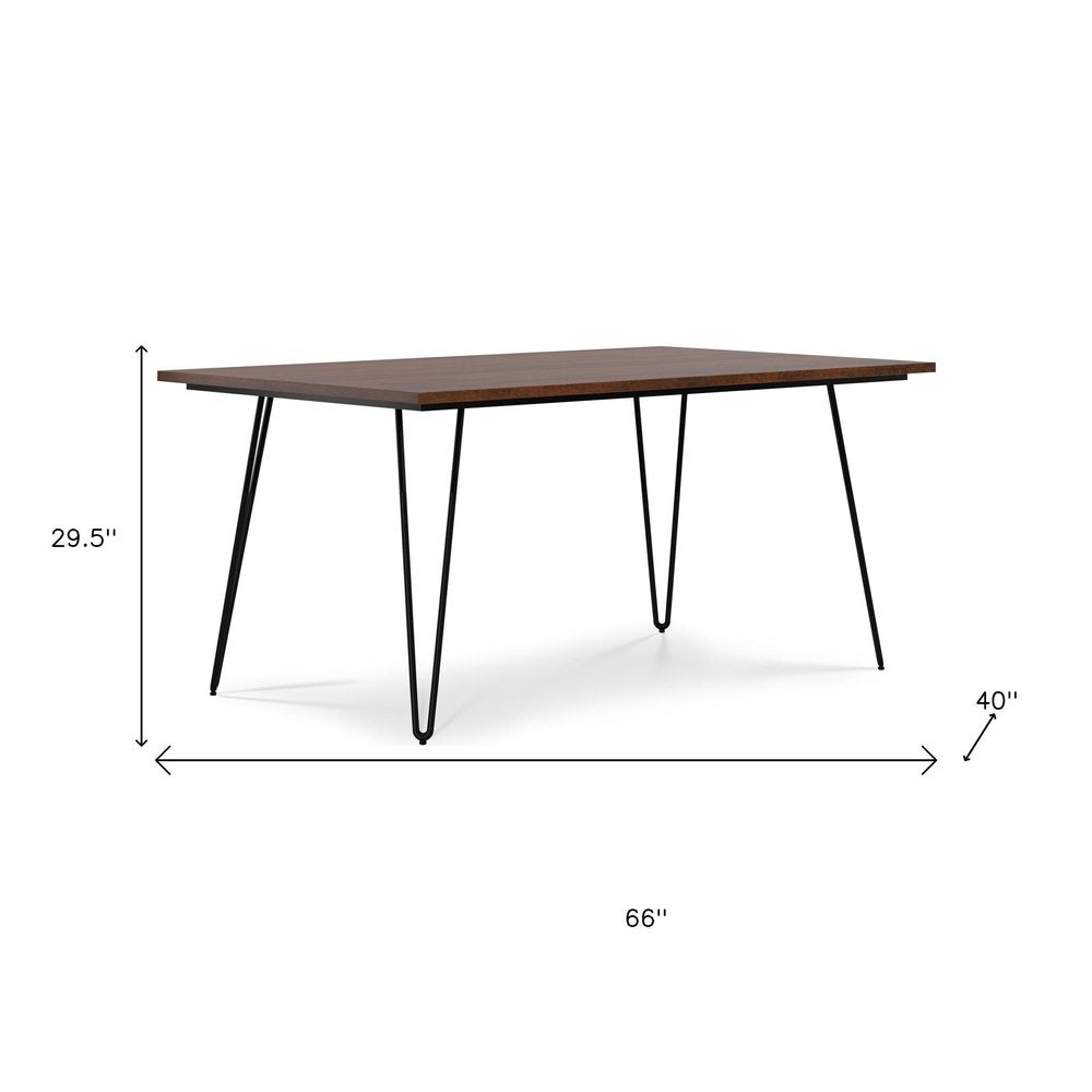 66" Umber And Black Solid Wood And Iron Dining Table HomeRoots