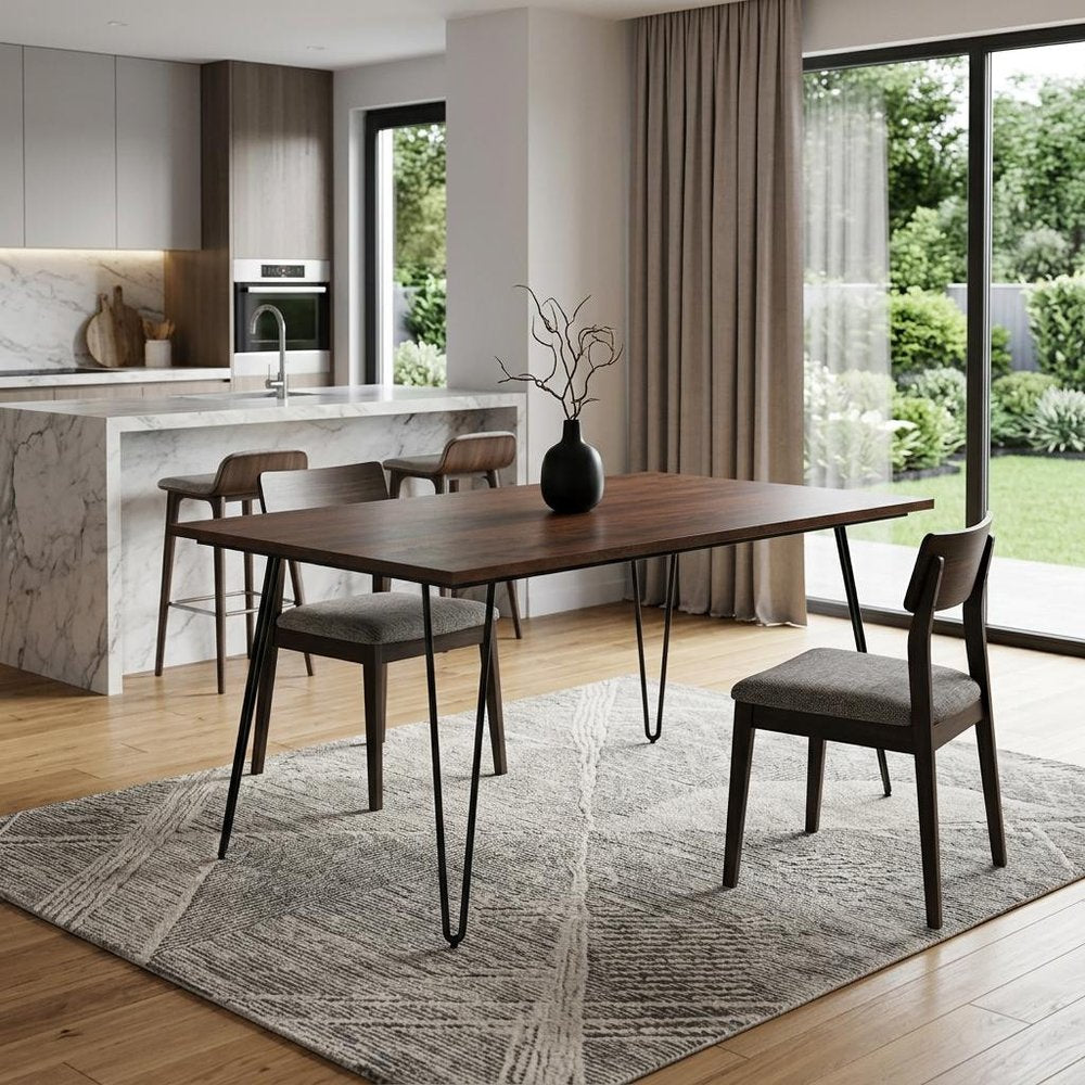 66" Umber And Black Solid Wood And Iron Dining Table HomeRoots