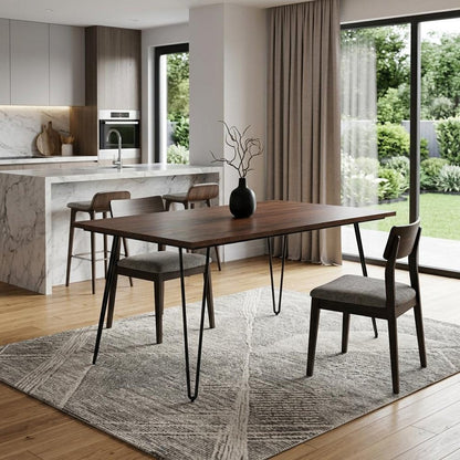 66" Umber And Black Solid Wood And Iron Dining Table HomeRoots
