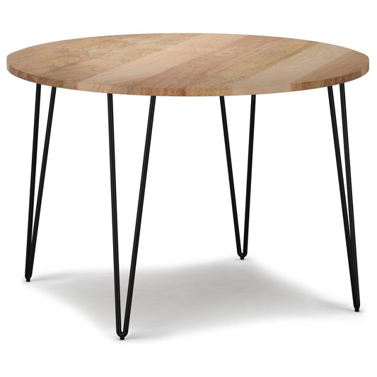 42" Natural and Black Solid Wood and Iron Square Dining Table