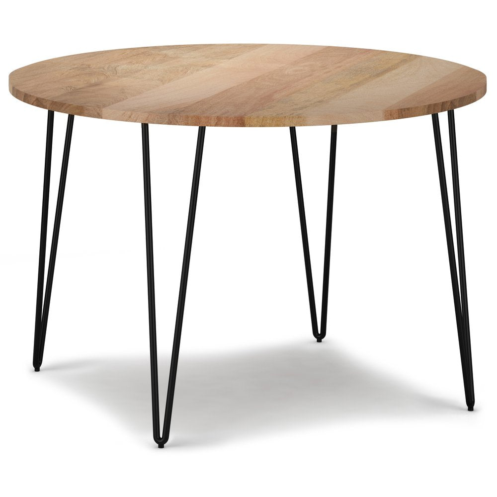 45" Natural And Black Solid Wood And Iron Round Top Dining Table — view 2