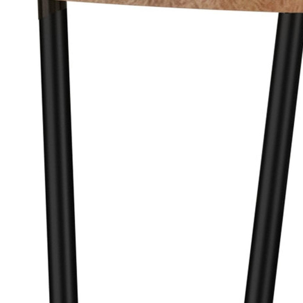 54" Natural and Black Solid Wood and Steel Square Dining Table HomeRoots
