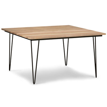 45" Natural And Black Solid Wood And Iron Round Top Dining Table