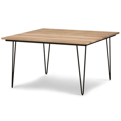 54" Natural and Black Solid Wood and Steel Square Dining Table HomeRoots