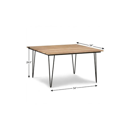 45" Natural And Black Solid Wood And Iron Round Top Dining Table