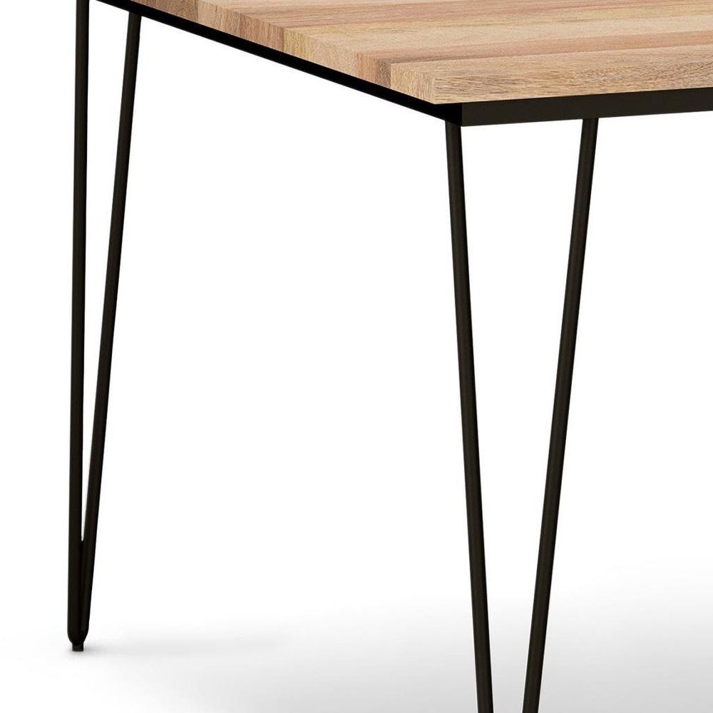 45" Natural And Black Solid Wood And Iron Round Top Dining Table — view 13