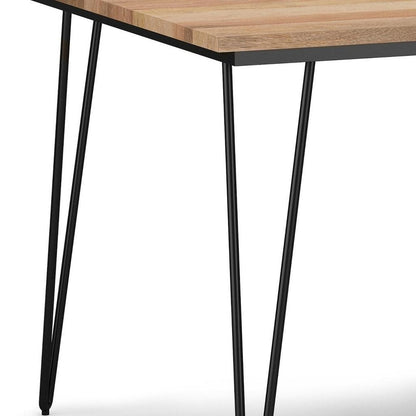 54" Natural and Black Solid Wood and Steel Square Dining Table HomeRoots