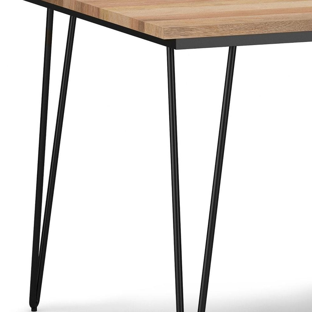 45" Natural And Black Solid Wood And Iron Round Top Dining Table — view 22