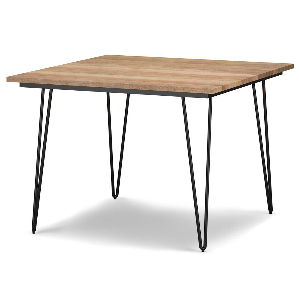 54" Natural and Black Solid Wood and Steel Square Dining Table HomeRoots