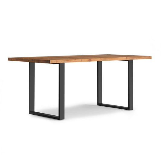 72" Walnut And Black Solid Wood And Iron Sled Base Live Edge Dining Table
