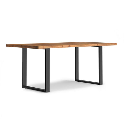 72" Natural And Black Solid Wood And Iron Sled Base Live Edge Dining Table