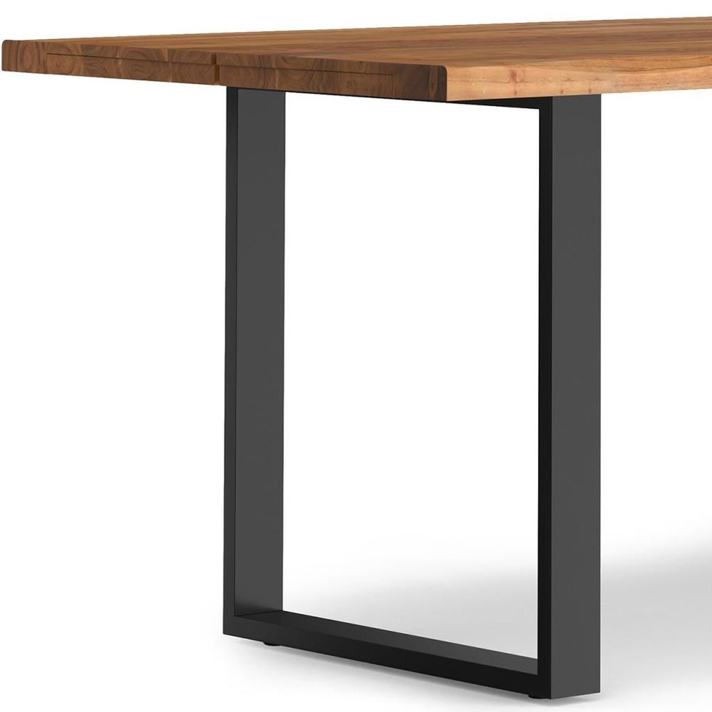 72" Natural And Black Solid Wood And Iron Sled Base Live Edge Dining Table — view 3