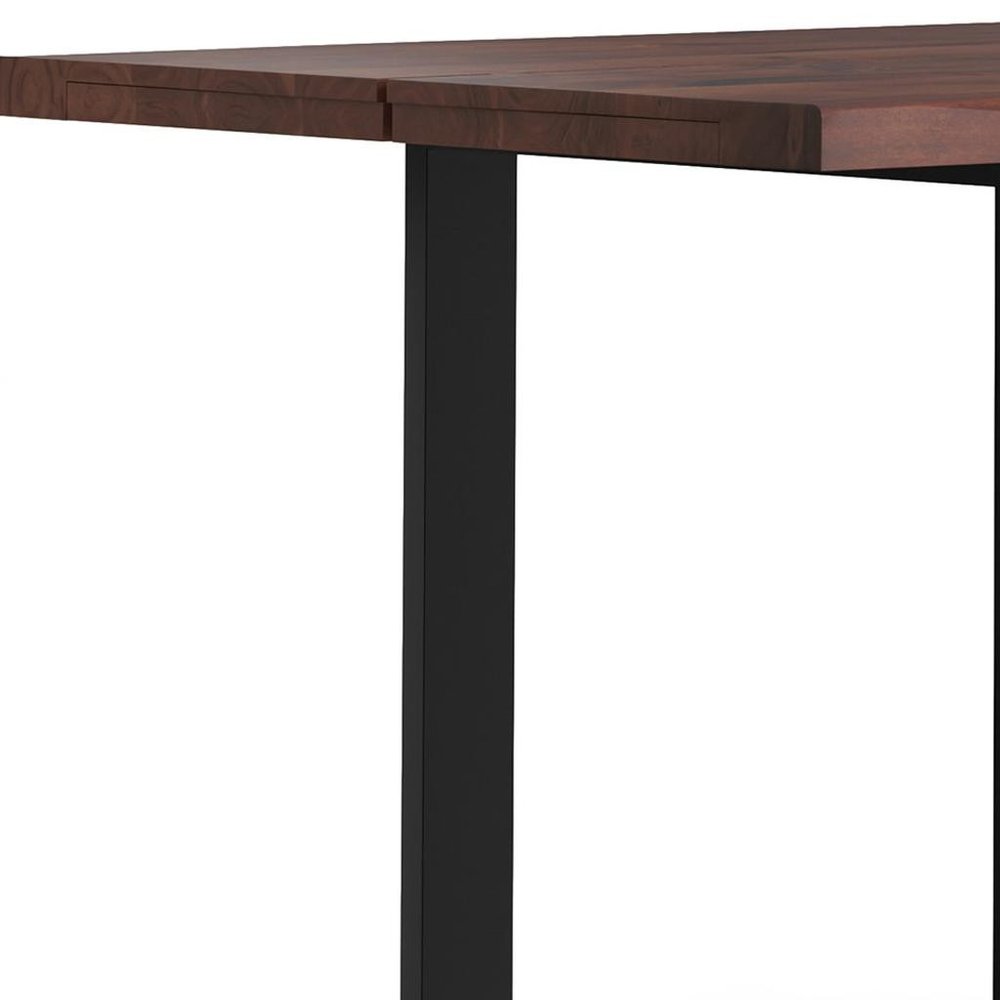 72" Walnut And Black Solid Wood And Iron Sled Base Live Edge Dining Table HomeRoots