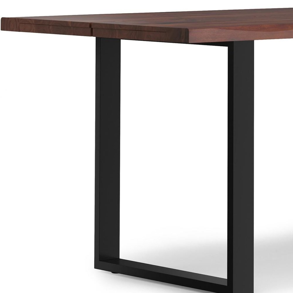 72" Natural And Black Solid Wood And Iron Sled Base Live Edge Dining Table
