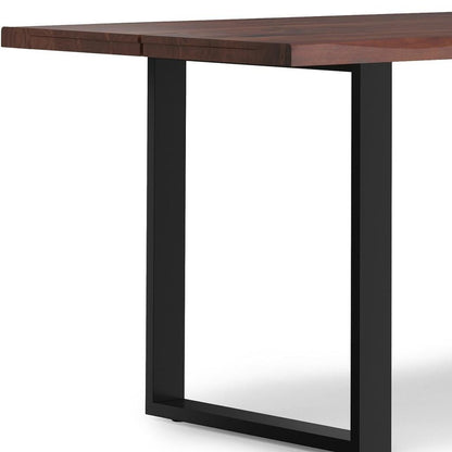72" Natural And Black Solid Wood And Iron Sled Base Live Edge Dining Table