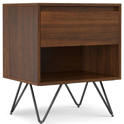 24" Walnut Solid Wood Two Drawer Nightstand HomeRoots