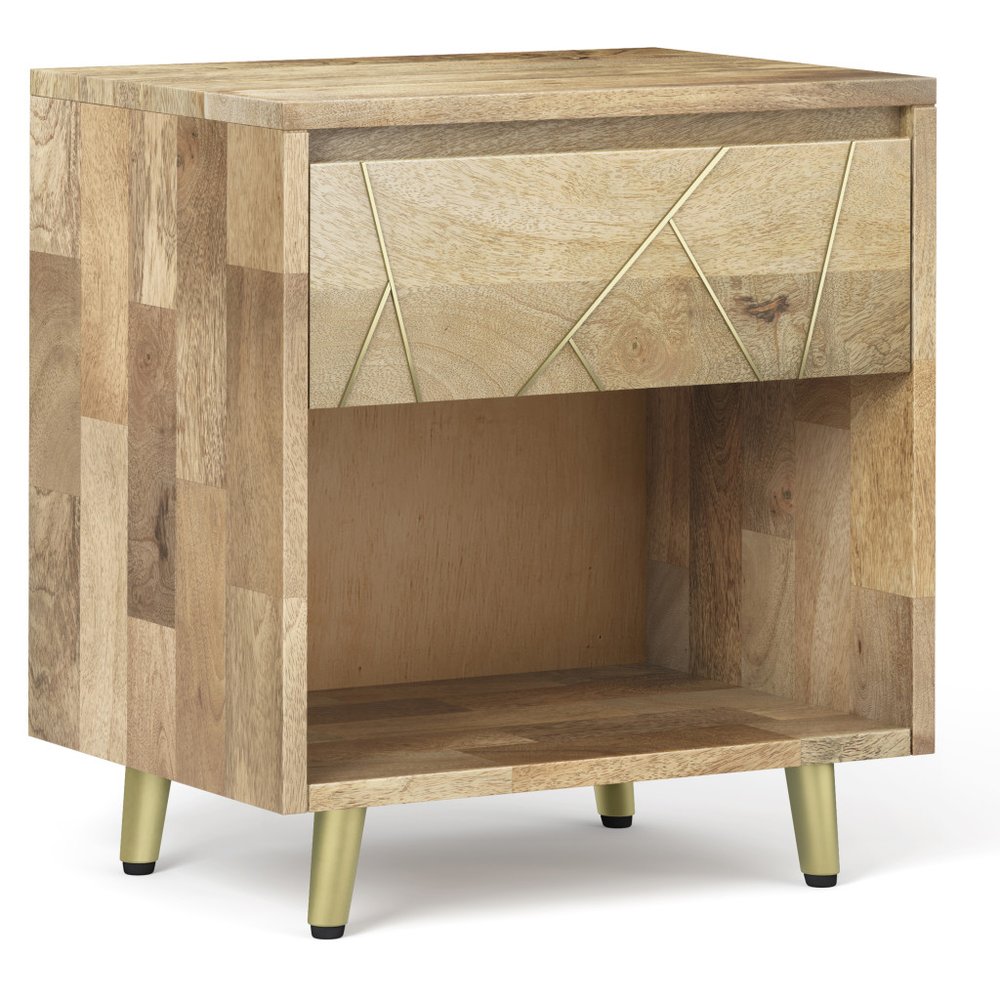 24" Natural Solid Wood Two Drawer Nightstand HomeRoots