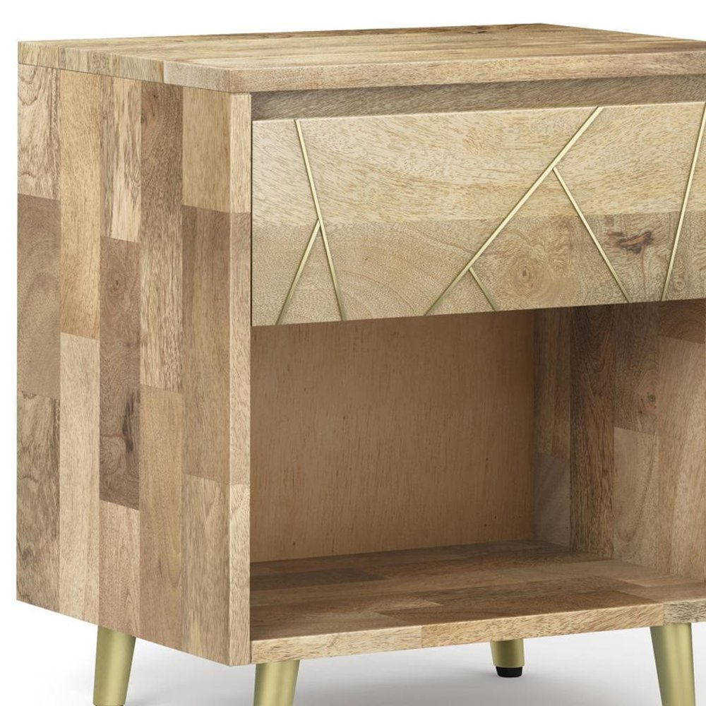 24" Natural Solid Wood Two Drawer Nightstand HomeRoots